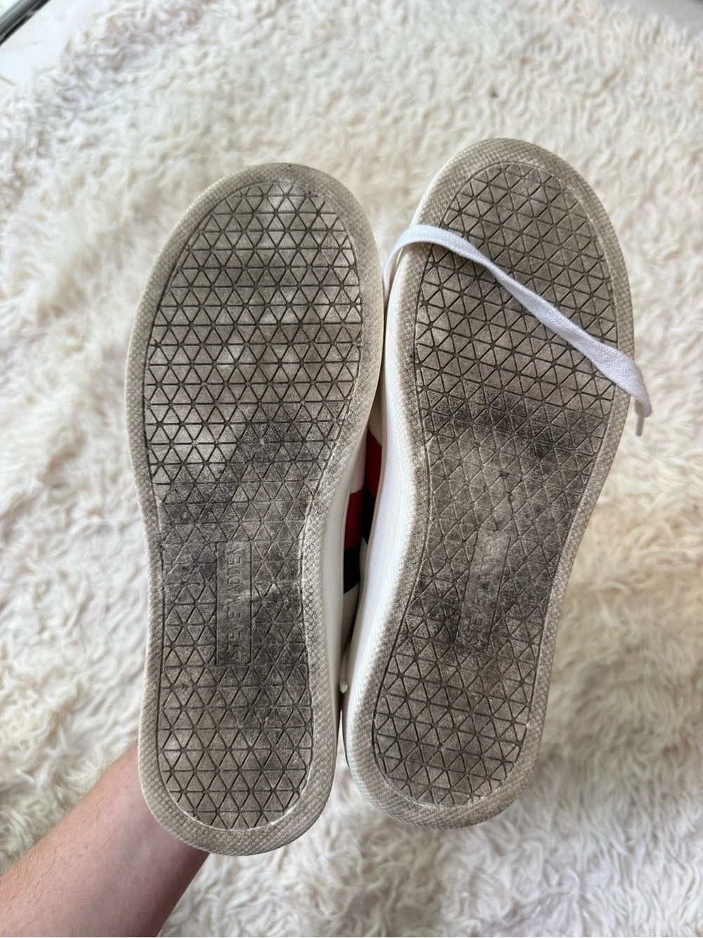 Steve Madden Belle Platform Studded Sneakers White Red Stripe Women Size 6M